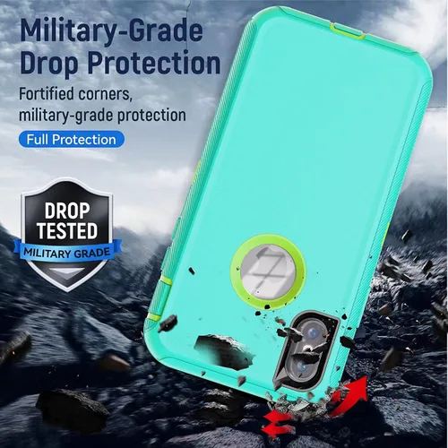 Vista 4 de YmhxcY Funda para iPhone X, iPhone Xs, a prueba de golpes, a prueba de caídas, a prueba de polvo, 3 capas, duradera, funda de teléfono de protección