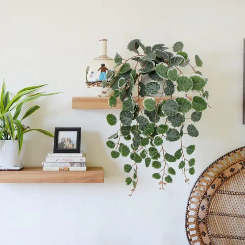 Vista 5 de Briful Planta artificial ZZ y cadena artificial de corazón con maceta de cerámica para el hogar, dormitorio, mesa, estante de oficina, decoración