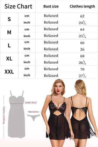 Vista 6 de ADSEXY Lencería transparente para mujer, babydoll de encaje sexy, floral, cuello en V, camisola de pestañas, vestido de negligee