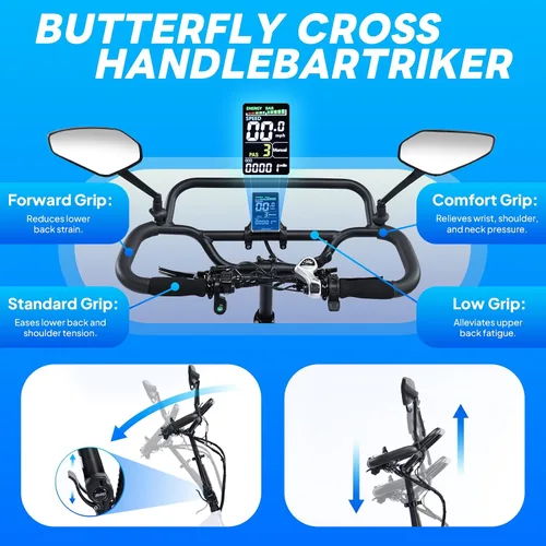 Vista 4 de NARRAK Triciclo eléctrico para adultos, triciclo eléctrico plegable con neumáticos gruesos, bicicletas eléctricas de 3 ruedas, pico de 1350 W