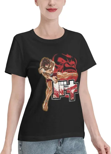 Vista 2 de Anime Baki The Grappler T Shirt Female Summer O-Neck Clothes Casual Short Sleeves Tee Black