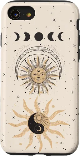 Vista 18 de Mystical Tarot Card Aesthetic Sun Moon Phases Yin Yang Space Case for iPhone 17