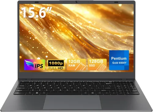 Vista 10 de Computadora portátil de 14 pulgadas, 12 GB de RAM y 256 GB SSD, procesador Pentium Gold 6500Y (hasta 3.4 GHz), pantalla IPS FHD, batería de 38 Wh