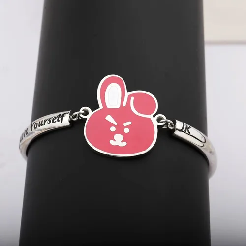 Vista 5 de Love Yourself Pulsera Kpop Star Charm Pulsera de doble bucle regalo inspirador para amantes de la música, regalo de joyería para niñas fanáticos