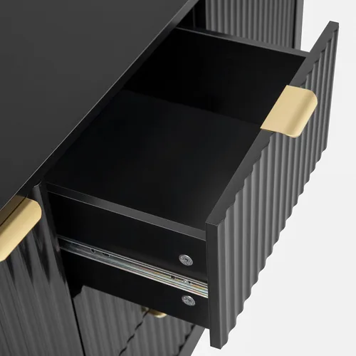 Vista 6 de Henf Mesa consola moderna de 47.2 pulgadas, diseño ondulado, mesa de entrada con 3 cajones y 3 estantes ajustables, mesas de sofá de madera