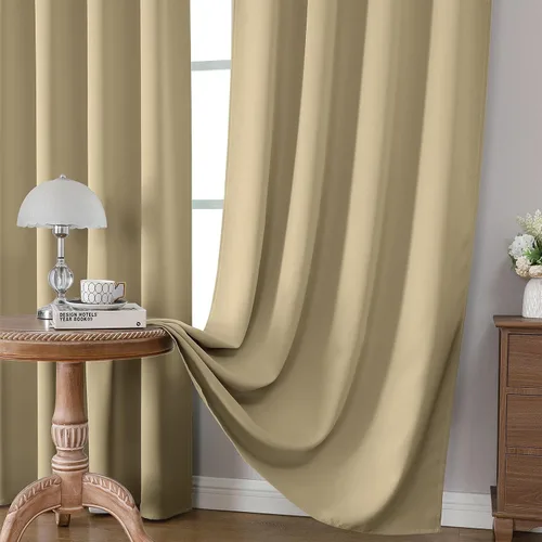 Vista 5 de CUCRAF - Cortinas opacas beige de 45 pulgadas, juego de 2 paneles con bolsillo para barra, cortinas para oscurecer dormitorios y sala de estar