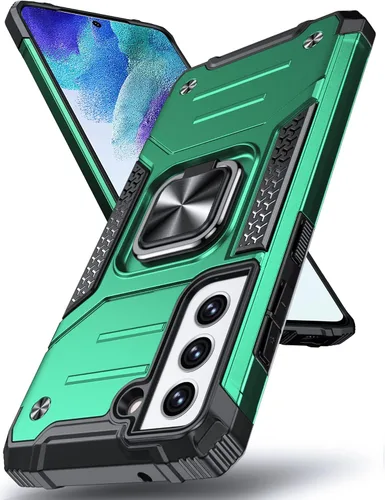 Vista 35 de DASFOND Diseñada para funda Galaxy S8 con soporte, anillo metálico giratorio mejorado de 360°, soporte kickstand de grado militar, resistente a