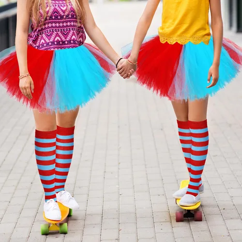 Vista 2 de Zhanmai 5 Layered Tutu Skirt for Kids Tulle Tutu Skirt with Tube Socks Princess Runners Costumes Cosplay for Girls Kids