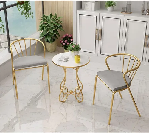 Vista 6 de Mesa de Centro Small Round Coffee Table for Living Room European-Style Side Table with Metal e Modern and Simple Sofa End Table for Balcony Small