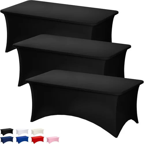 Vista 10 de Fixwal Paquete de 6 Manteles de Mesa Rectangulares, Cubierta de Mesa de 6 Pies, Mantel Blanco Rectangular Ajustado Elástico Rectangular, Cubierta