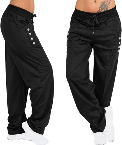Vista 2 de Fridja Pantalones deportivos holgados de pierna recta con bolsillos para mujer, pantalones deportivos para correr, senderismo, talla grande