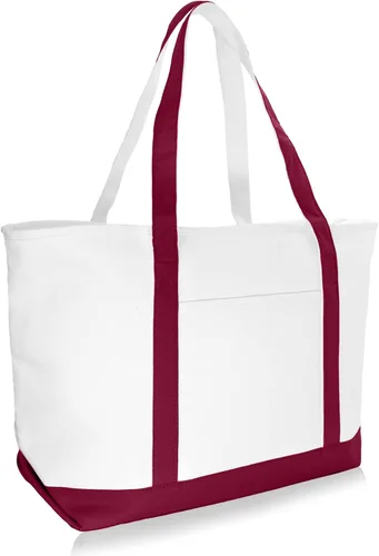 Vista 11 de Bolsa Dalix de 23 pulgadas, calidad superior, 24 oz, bolsa de lona de algodón Blanco
