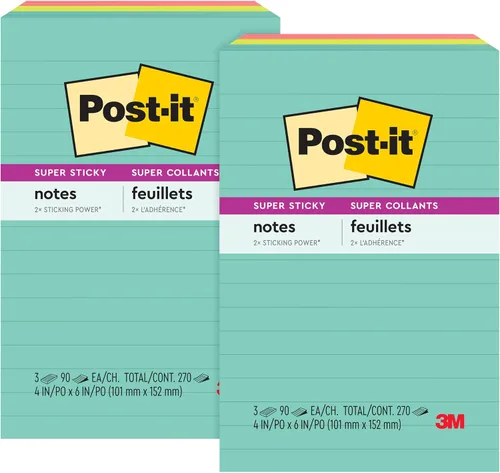 Vista 17 de Notas con pegamento Post-it Recycled, de 4 x 6 pulg., Colección Bali, 4 pads/paquetes, 45 hojas (4621-SSNRP)