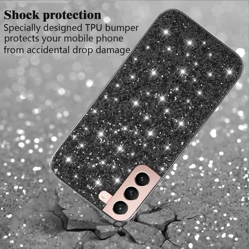 Vista 4 de Funda compatible con Samsung S21 Plus con purpurina a prueba de golpes, para Samsung Galaxy S21 Plus, funda protectora delgada de TPU suave