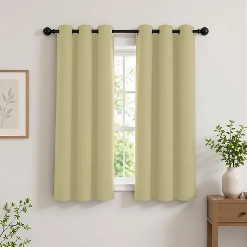 Vista 135 de Cortinas de oscurecimiento de habitación de 45 pulgadas de largo para dormitorio y sala de estar, cortinas térmicas aislantes con ojales