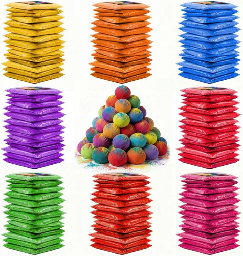 Vista 8 de ARELUX Holi Color Run Powder - Paquete de 12 unidades de 2.8 onzas cada uno de colores surtidos naturales Rangoli en polvo a granel, pintura de tiza