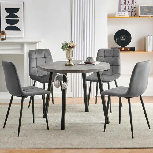 Vista 25 de Homedot Juego de mesa de comedor para 2, mesa de cocina de 3 piezas, juego de sillas de comedor redondas y negras para espacios pequeños, juego