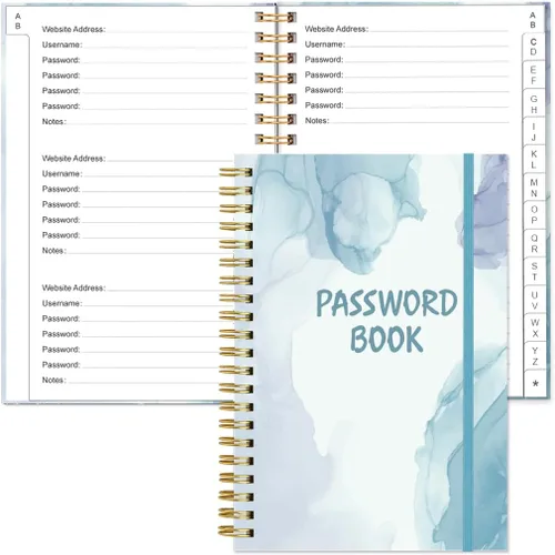 Vista 29 de Libro de contraseñas con pestañas alfabéticas, libro de bolsillo pequeño para iniciar sesión en computadora y sitio web, libro de registro
