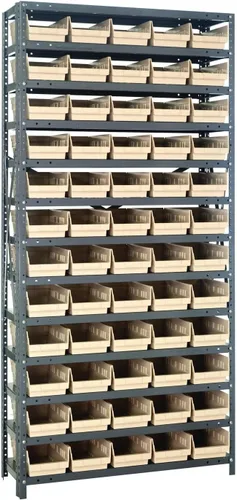 Vista 162 de Quantum QSBU-245BK Heavy Duty Shelving Unit with (7) Shelves and (24) QUS245 Black Bins for Garage Warehouse Storage Distribution 400 lb Load