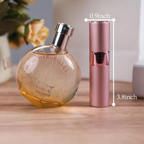 Vista 8 de Botella de perfume recargable de viaje, 3 botellas de atomizador de perfume portátiles de 0.3 onzas líquidas para bolsa, botella de spray con parte