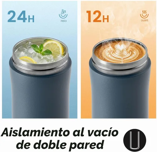 Vista 4 de FJbottle Botella de agua aislada de acero inoxidable, 24 onzas, sin popote, botella de agua deportiva a prueba de fugas con asa ajustable para Azul