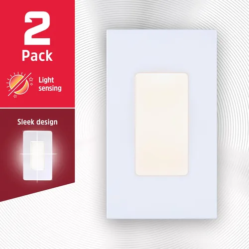 Vista 3 de Energizer Luz nocturna enchufable, paquete de 2, cubierta moderna ultradelgada de bajo perfil, luz nocturna LED enchufable a la pared, sensor