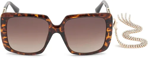 Vista 2 de GUESS Gafas de sol cuadradas con cadena de, Habana oscuramarrón degradado