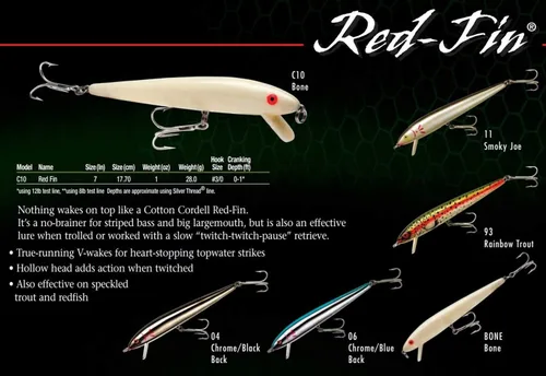 Vista 4 de Cotton Cordell Señuelo de pesca de lubina Crankbait de aleta roja