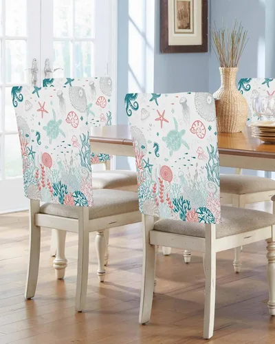Vista 12 de Fundas para sillas de playa de verano, 4 piezas, fundas protectoras extraíbles para sillas de comedor, fundas protectoras extraíbles para sillas