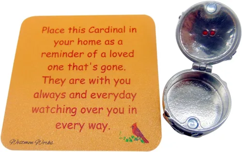 Vista 2 de Caja de baratija cardenal decorativa en miniatura con dije de oración pequeño juego conmemorativo con tarjeta 3 pulgadas