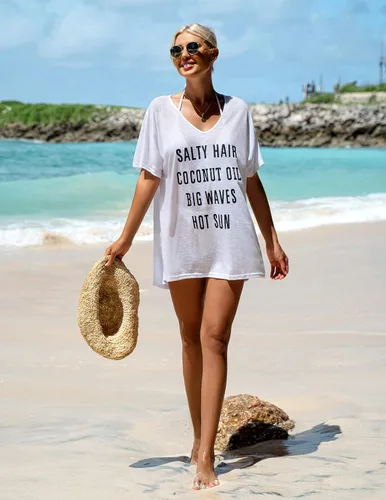 Vista 3 de AI'MAGE Vestido de playa para mujer, talla grande, salida de baño, casual, camisa, ropa de playa