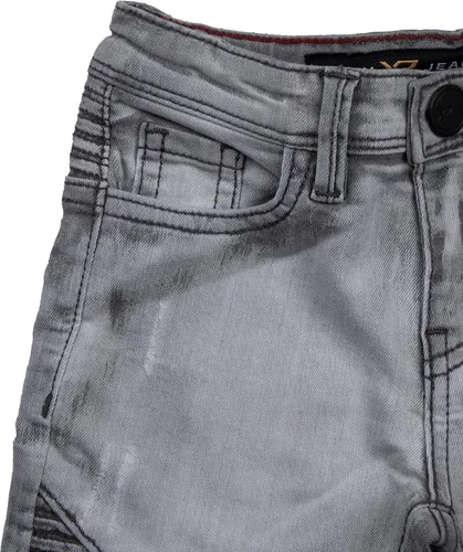 Vista 3 de X RAY Pantalones de mezclilla para bebé, cintura elástica en el interior, rasgados, moto, pantalones de mezclilla desgastados