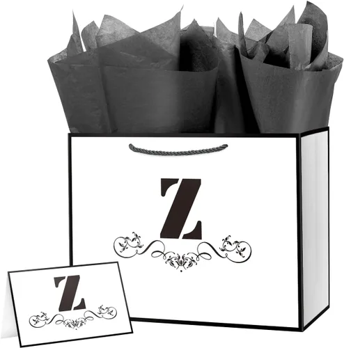 Vista 42 de ysmile Bolsa de regalo de letras con papel de envoltura para hombres, mujeres, niños y niñas, bolsa de papel grande de 16 pulgadas, color blanco