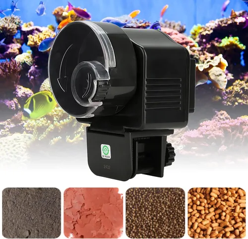 Vista 4 de Plplaaoo Comedero automático de peces para acuario Alimentador automático de peces a pilas con control de porciones ajustable Temporizador