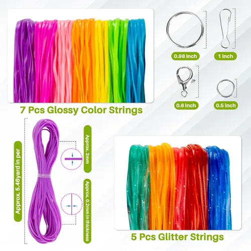 Vista 3 de RAINFLOW Kit de cuerda de cordón de plástico – Kit de fabricación de cordón, cordón de plástico para hacer pulseras, hacer tejido para manualidades