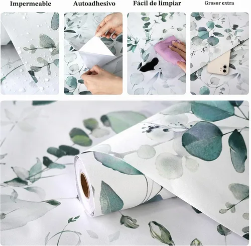 Vista 7 de Laatse Papel tapiz de hoja verde para despegar y pegar, 17.5 x 393 pulgadas
