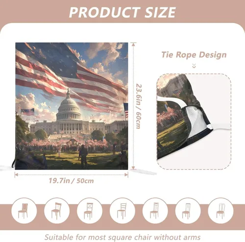 Vista 3 de 4th of July Independence Day White House Decorative Dorm Desk Chair Cover for Bedroom Anti-Dust Slip Cover protectores para sillas de comedor 6 Set