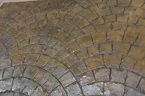 Vista 6 de Juego de sellos de hormigón con abanico romano, patrón clásico de adoquines, tapetes texturizados de poliuretano resistentes, detalles realistas