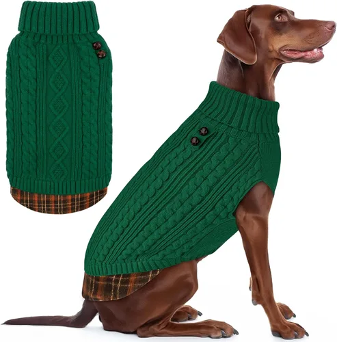 Vista 28 de KYEESE Suéter suave para perros pequeños, machos, abrigado, de cuello alto, ropa elástica de punto para gatos, abrigo cómodo para cachorros