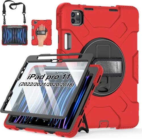 Vista 9 de Funda para iPad Pro de 11 pulgadas (2022/2021/2020/2018): Funda de silicona para iPad 11 (4ª/3ª/2ª/1ª) generación con protector de pantalla, Negro