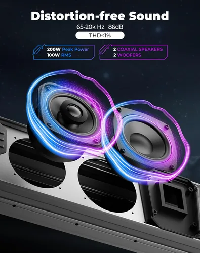 Vista 4 de KEMIMOTO Midnight S60 - Barra de sonido UTV de 26 pulgadas, impermeable, IP66, 65 Hz de graves profundos, construido en metal, luces multicolor