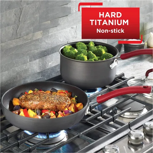 Vista 4 de T-fal Ultimate - Juego de utensilios de cocina de anodización dura antiadherente de 12 piezas, apto para horno y asador hasta 600F, juego de cocina