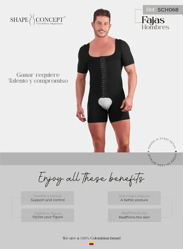 Vista 5 de SHAPE CONCEPT 068 Fajas Colombianas para hombres y hombres, faja de alta compresión, moldeadora de cuerpo para hombres