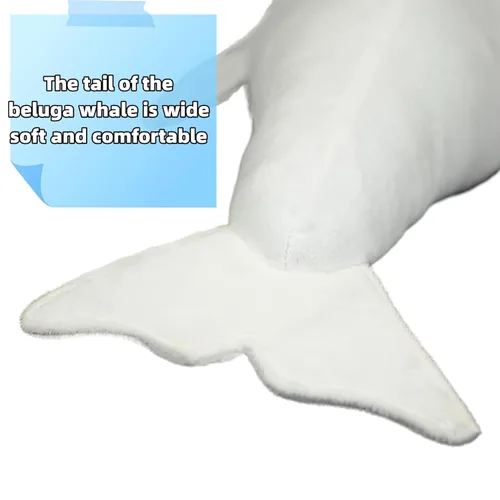Vista 6 de FRANKIEZHOU Beluga - Peluche de ballena, juguete suave realista de 15.7 pulgadas, animal de peluche de criatura marina, juguetes de peluche, regalos