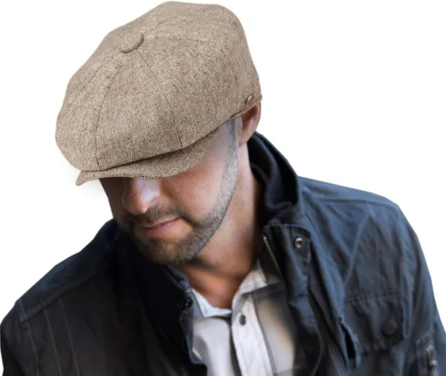 Vista 12 de EPOCH Gorra de lana para hombre, sombrero de golf Applejack de cabbie de tweed de conducción en espiga Nsb1910