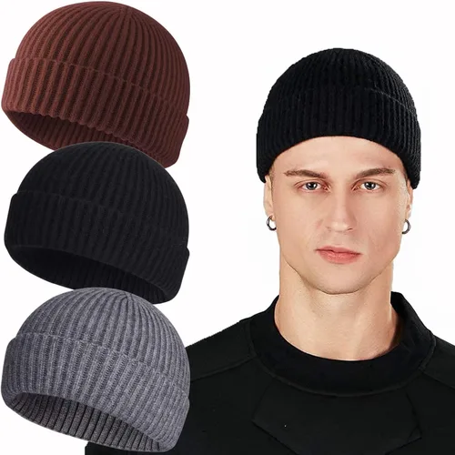 Vista 75 de ROYBENS Swag Wool Knit Cuff Short Fisherman Beanie for Men Women Winter Hat 1 albaricoque