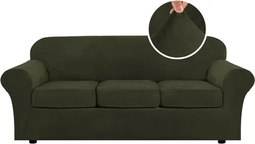 Vista 99 de H.VERSAILTEX - Funda elástica para sofá de 2 piezas, funda protectora de terciopelo, suave, con parte inferior elástica, con un ancho de hasta 49