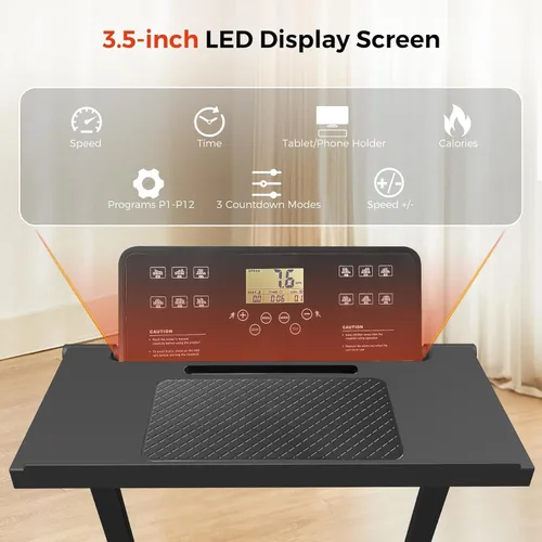 Vista 2 de Foldable Treadmills for Home, 3.0HP Walking pad Treadmill with Handle Bar, Portable Electric Treadmill with Handles, 12 Preset Programs, LED Display