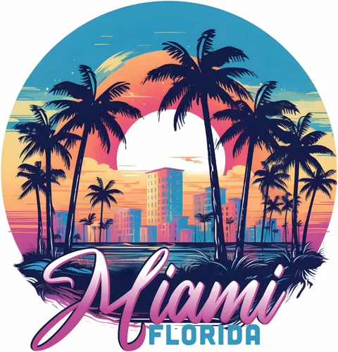 Vista 5 de Imán plano decorativo Miami Florida B Souvenir de 2 pulgadas