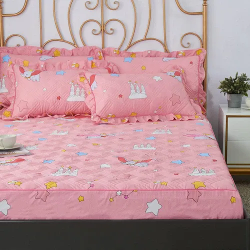 Vista 5 de Juego de cama transpirable para niños y niñas, sábanas bajeras gruesas acolchadas estampadas, para habitación de adultos, tamaño individual, doble